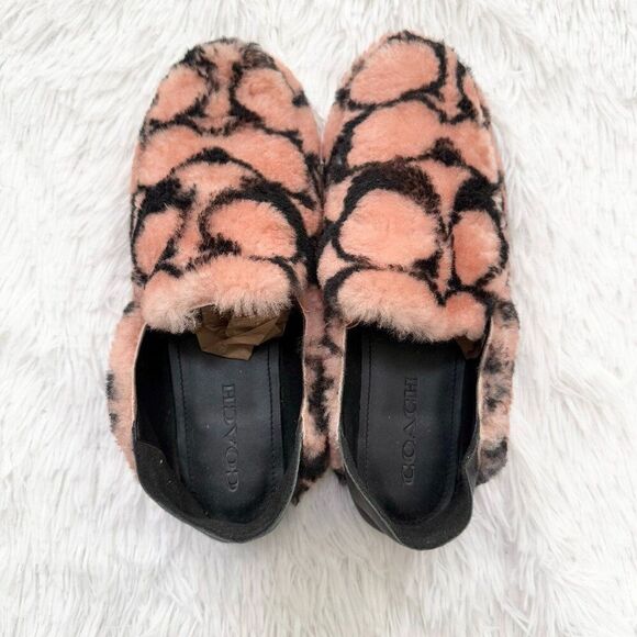 Coach Shoes - NO BOX Women Coach Holly Signature Shearling Loafers Slipper Size US 7.5